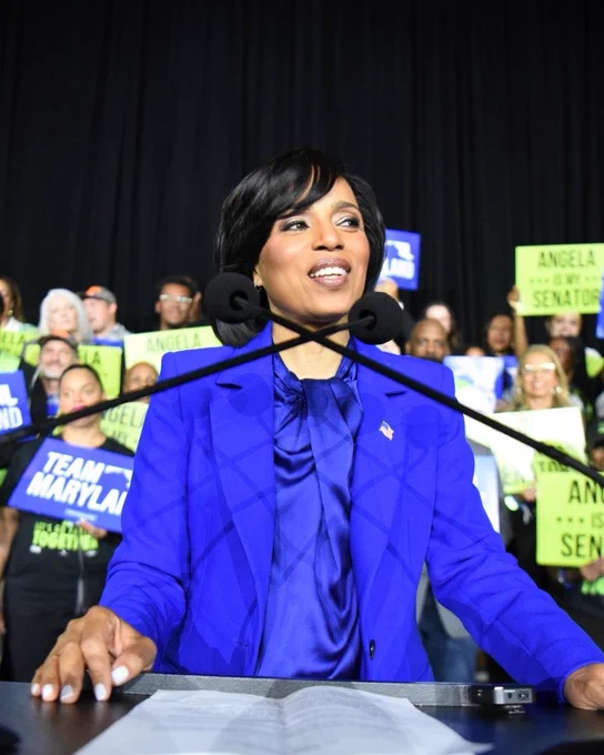 Senator-elect Angela Alsobrooks (MD) on stage delivering remarks.