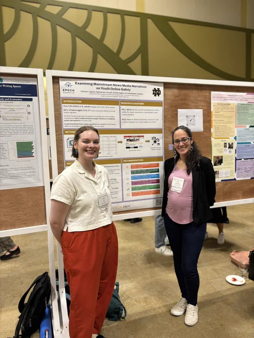 Me and Dr. KB in front of our poster, Examining Mainstream News Media Narratives on Youth Online Safety