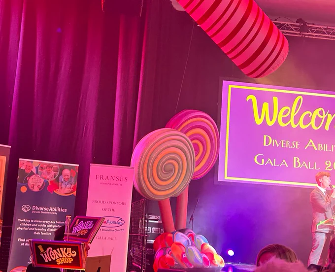 Themed scenery including giant lollipops