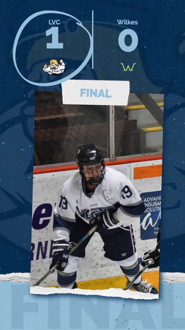 LVC Women's Ice Hockey score graphic vs. Wilkes
