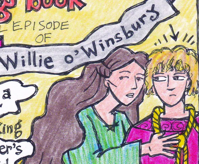 Ink and pencil crayon drawing of a woman (pale skin and long brown hair) looking worried and embracing a man (pale skin and yellow hair) who looks worried and has a noose around his neck. This post is full of comics that don't lend themselves well to alt text (I'm posting this for free and just can't make the time to transcribe!), but hopefully the typed copy provides enough context!