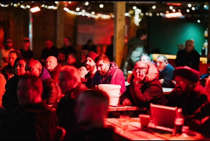 Diverse group of fans from Blues 4 All watching the show at Herberts Yard