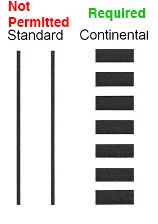 an image of a transverse crosswalk with the text "not permitted" above it, next to a continental style crosswalk with the text "required."