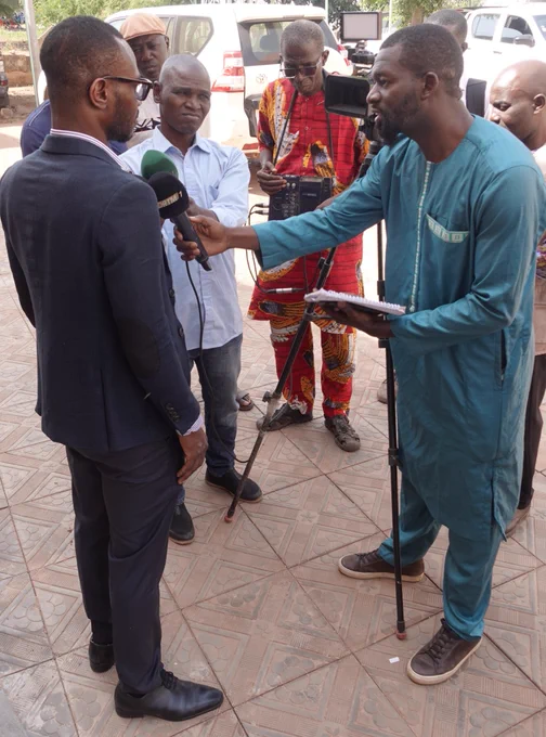 Elliott Dossou-Yovo, Africa Rice giving an interview to media ORTM