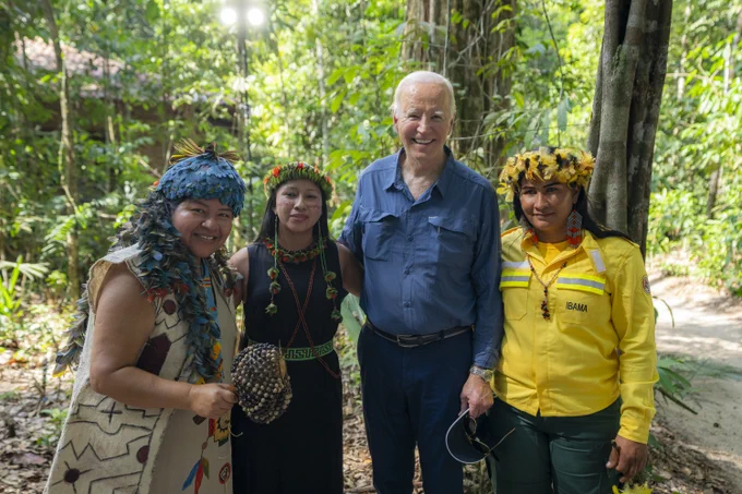 President Biden participates in a tour of Museu da Amazônia.
