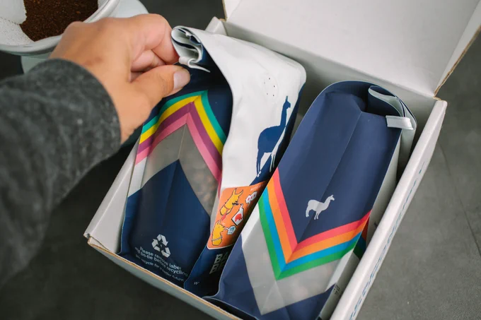Image of two coffee bags in a box.