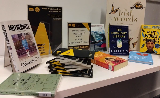 Display showing  range of books that inspire hope in different ways.
