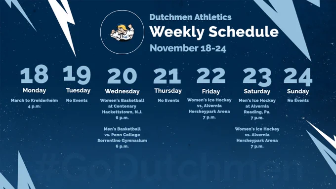 LVC Athletics Weekly Schedule graphic November 18-24