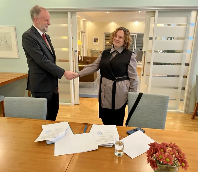 Swedish Ambassador Martin Åberg and Executive Director of East SOS Yuliia Krasylnikova