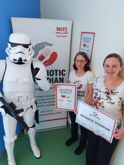 Fiona McDonald (specialist antibiotic pharmacist - middle) and Suzanne Brittain (specialist pharmacist - right)