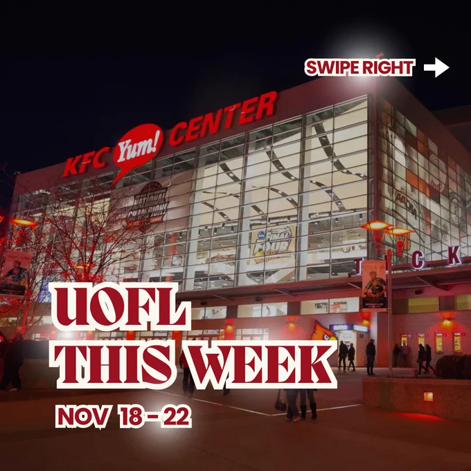 UofL
This  Week
Swipe Right
Nov   18 - 22

#UofL #UniversityofLouisville #GoCards #UofLStudents #UofLGrads #UofLAlumni #Louisville #LouisvilleKY