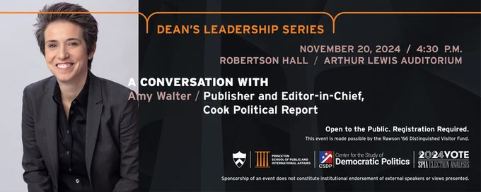 A promo image for Amy Walter's event at Princeton SPIA