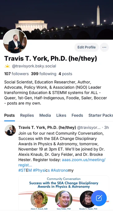 Picture of Travis’s Bluesky profile page @travisyork.bsky.social