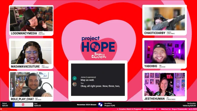 This is a screenshot of the stream layout with all the tagged cast members