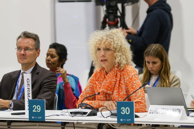 Jennifer Morgan, State Secretary and Special Envoy for International Climate Action, Germany, speaking during a ministerial event on adaptation finance at COP 29.  