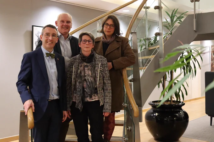 Agriculture, Environment and Rural Affairs Minister Andrew Muir pictured with the three independent members of the new Environmental Governance Review (L-R) John McCallister, Diane Ruddock OBE and Dr Viviane Gravey (chair.).