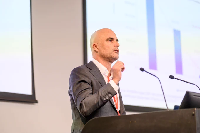 Dr Vassilis Georgiadis, Director of Industry Partnerships, presenting at the 2024 ECR conference.