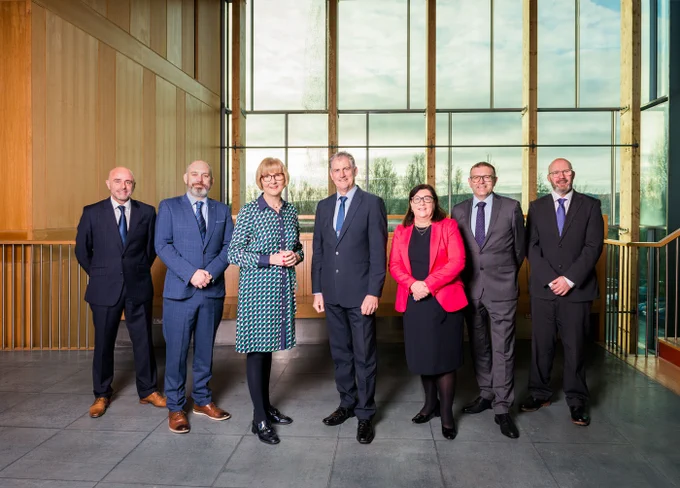 MTU President, Professor Maggie Cusack, with the first six senior leaders to its new University Executive.