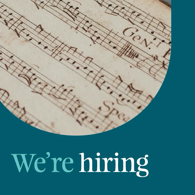 We're hiring graphic text over music sheet