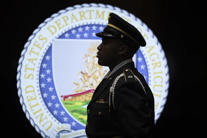 Dunbar High School JROTC presents the colors during the USDA Veterans Day Wellness Walk and Observance at the USDA Headquarters, Washington, D.C., on Thursday, November 14, 2024. The Wellness Walk was held to focus movement, not distance, around the USDA building followed by the annual observance of Veterans service to the United States as well as Veterans within the USDA. 