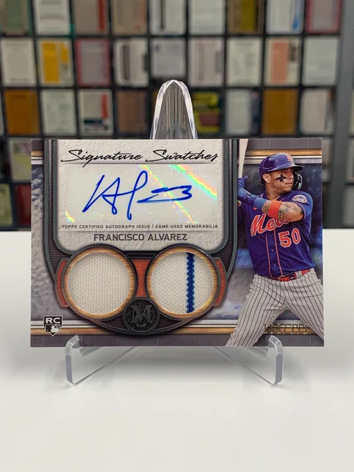 2023 Topps Signature Swatches Dual Relic Autograph Rookie Card - Francisco Alvarez, New York Mets (Topps Certified Autograph Issue | Game-Used Memorabilia) 168/399