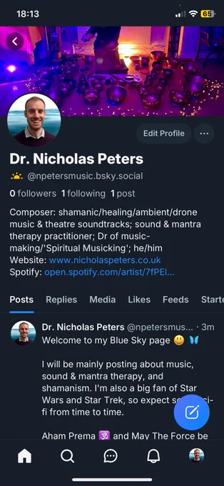 Screenshot from the other social media platform @npetersmusic.bsky.social