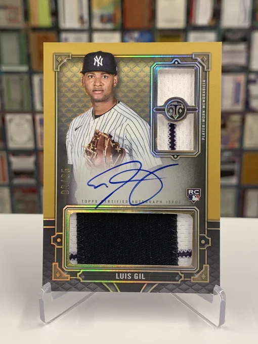 2022 Topps Triple Threads, Certified Autograph Issue Player-Worn Memorabilia - Luis Gil, New York Yankees (02/35)
