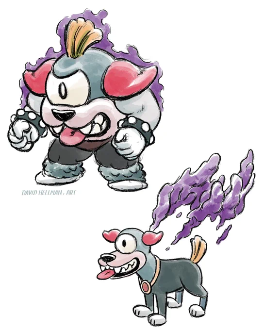 A cyclops with great arms reverts to dog form when the static flees.