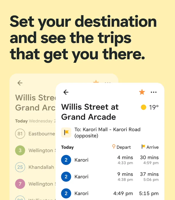Set your destination and see the trips that get you there.