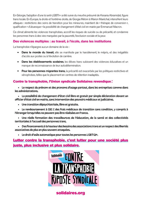 Verso du tract