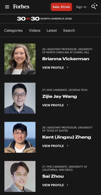 Zijie Jay Wang Forbes 30 under 30 profile