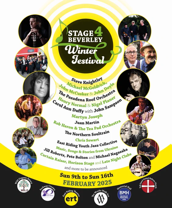Poster advertising the Stage4Beverley Winter Festival 2025 - head to the website for more details!