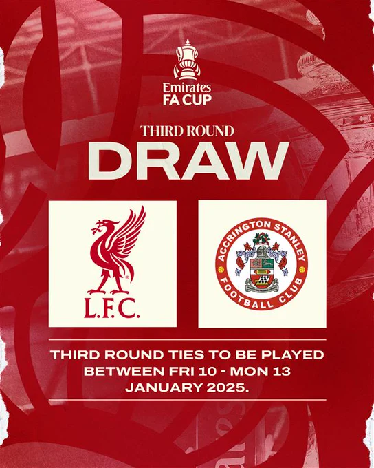 Graphic displaying the FA Cup fixture against Accrington Stanley.