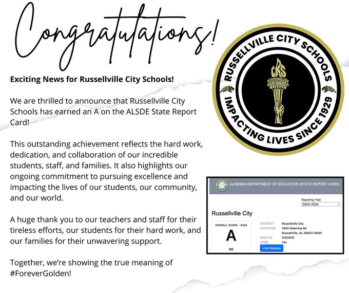RCS ALSDE Report Card Score Announcement