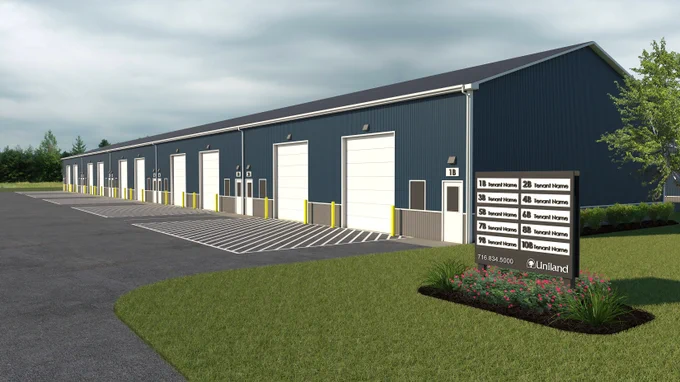 Cyber Monday Spotlight: Uniland is constructing flexible warehouse & storage suites tailored for the needs of small businesses, service professionals, and contractors at Eastport Commerce Center in Lancaster, NY. Sized from 1,500  SF per suite (approximately 50′ x 30′), each unit will have its own overhead door, man door, garage bay, and 16-foot ceiling clearance at the eave. All suites will be move-in ready, with short-term rental options available beginning in early 2025. Learn more: https://propertysearch.uniland.com/commercial-property/us/ny/lancaster/flex-warehouse-storage-suites/