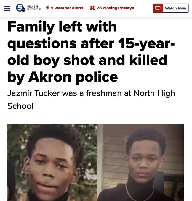 Family left with questions after 15-year-old boy shot and killed by Akron police
Jazmir Tucker was a freshman at North High School