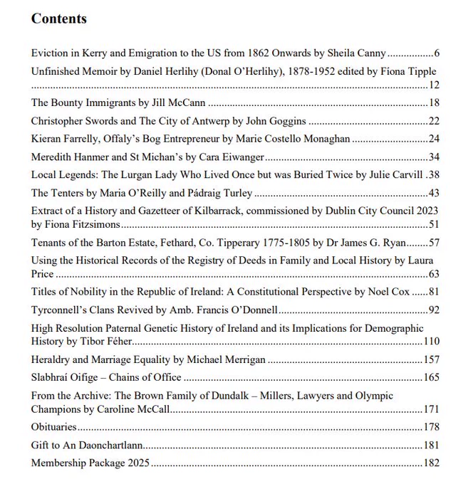 Contents of the Journal of the Genealogical Society of Ireland (2024)