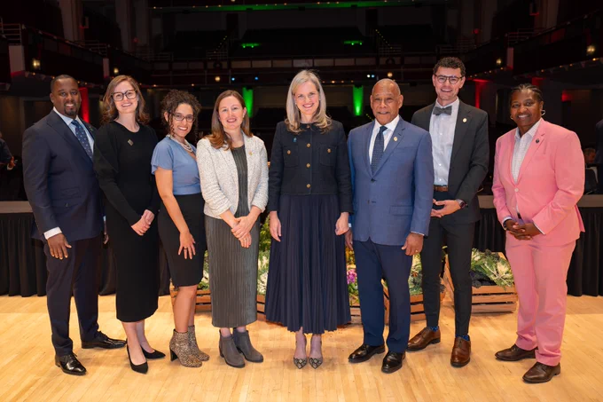 Eight members of Raleigh City Council posing for a group photo 