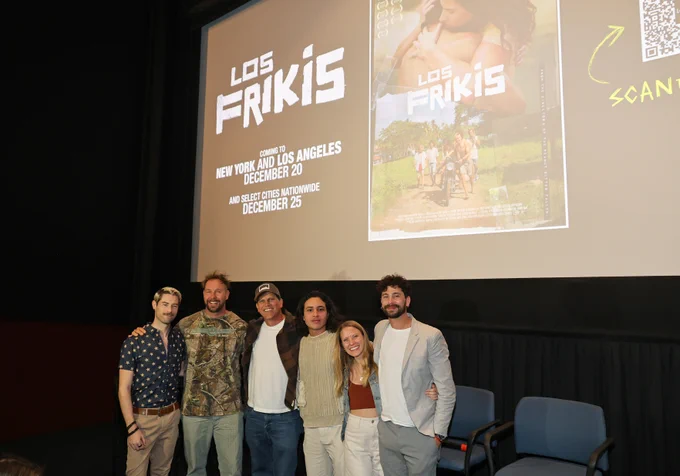 Manuel Betancourt, Michael Schwartz, Rebecca Karch, Eros de la Puente, Tyler Nilson, and Hector Medina speak at the Film Independent presents special screening of "Los Frikis" at Landmark Theatres Sunset on November 10, 2024 in Los Angeles, California. (Photo by Kayla Oaddams/Getty Images)