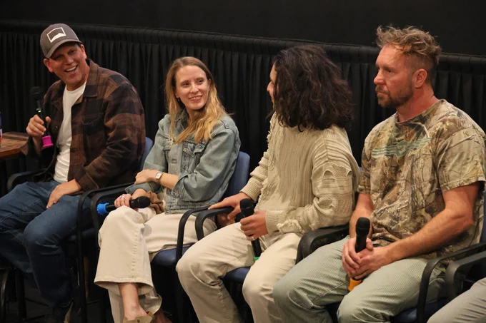 Michael Schwartz, Rebecca Karch, Eros de la Puente, Tyler Nilson and Hector Medina speak at the Film Independent presents special screening of "Los Frikis" at Landmark Theatres Sunset on November 10, 2024 in Los Angeles, California. (Photo by Kayla Oaddams/Getty Images)