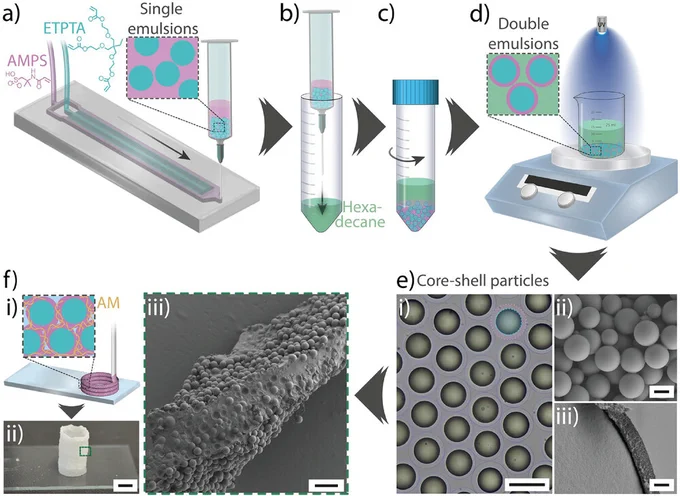 And a new paper from SMaL is out! 🥳 We’ve developed a new ink for DIW by producing rigid microparticles (stiffness up to 50 MPa!) with soft hydrogel shells. From intricate 3D-printed trophy cups to flexible photonic films, the possibilities are endless! 