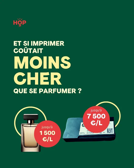 7 500 € : c’est le prix d’un litre de cartouche d’encre, soit bien plus qu’un litre de parfum de luxe. 
Il est temps de dire STOP.
Mobilisons-nous et signons la pétition pour des pratiques plus responsables : 
https://bit.ly/3Z2bXsB