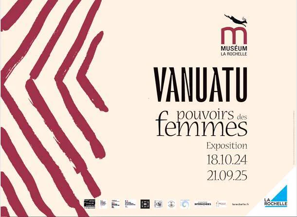 Affiche de l’exposition "Vanuatu : pouvoir des femmes" présentée par le Muséum d'Histoire Naturelle de La Rochelle