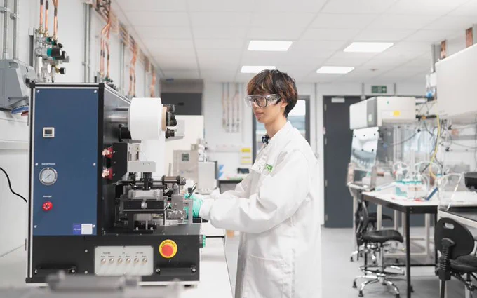 Student performing an experiment in the lab.