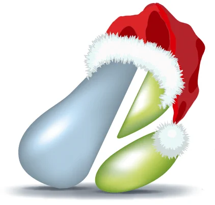 Pear Logo wearing a santa hat.