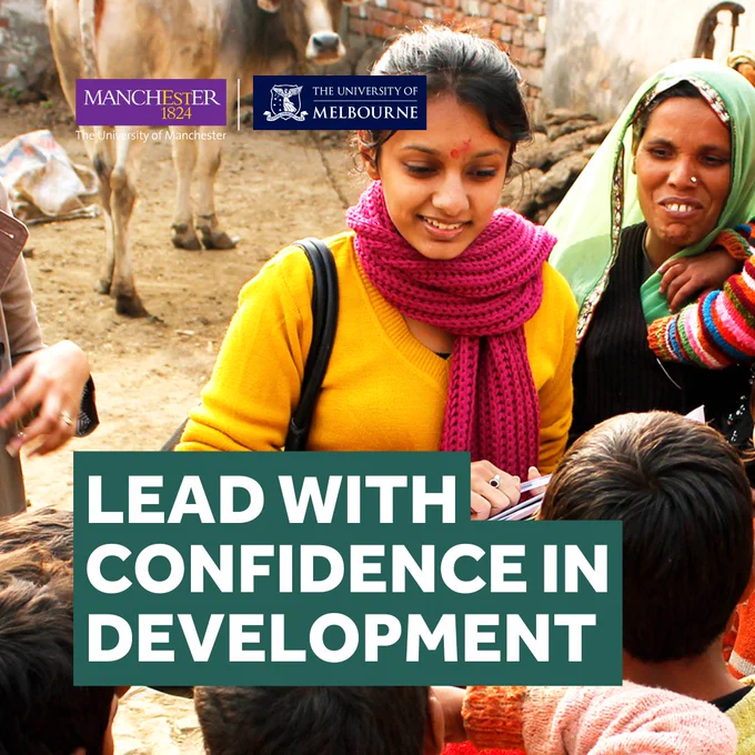 A woman smiles in a yellow top. The text reads 'lead with confidence in development' 