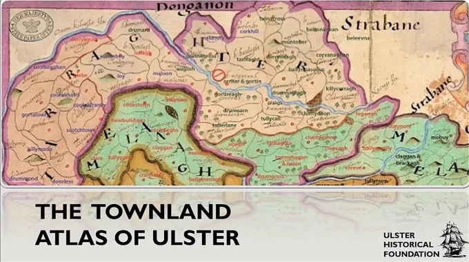 Colourful old map showing some of the townlands of Ulster.