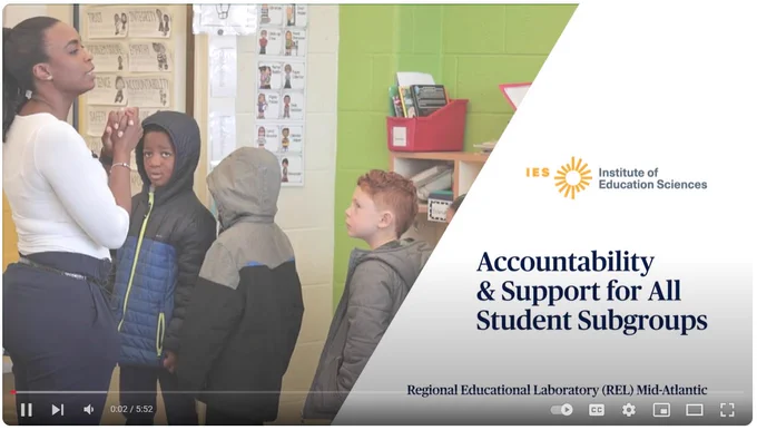 Teacher greeting students as they enter a classroom for a video on accountability and support for all student subgroups