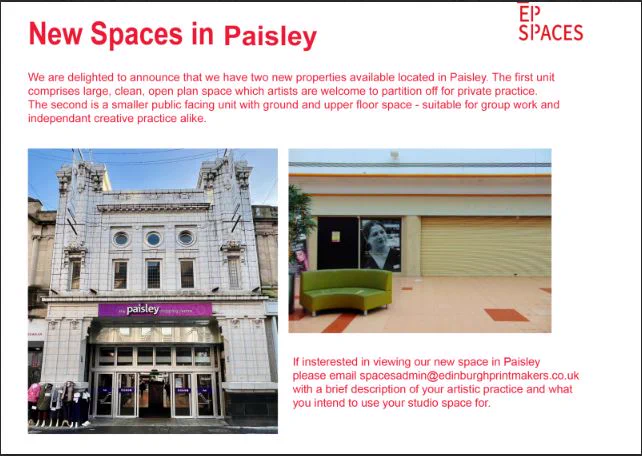 New arts spaces in Paisley.