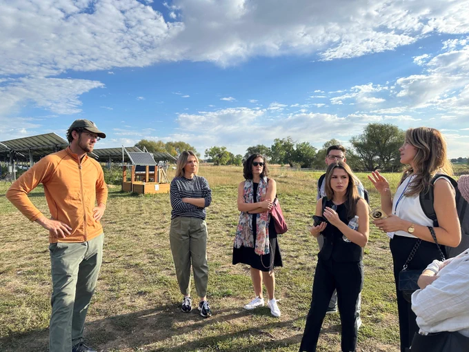Participants of the International Visitor Leadership Program from Kosovo visit Jack's Solar Garden in Colorado.